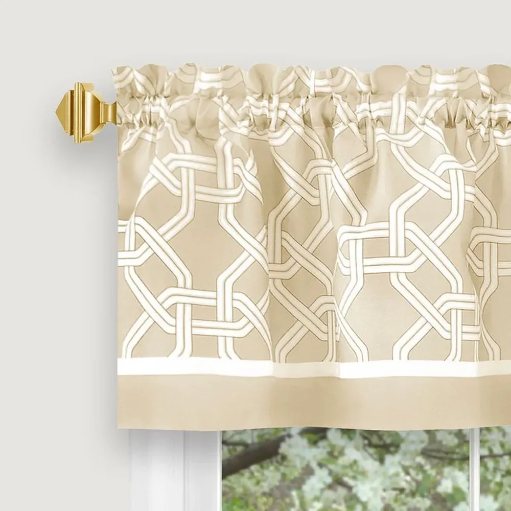 PowerSellerUSA 3 Pieces Two Tone Design Tier Panels and Valance Set for Windows,